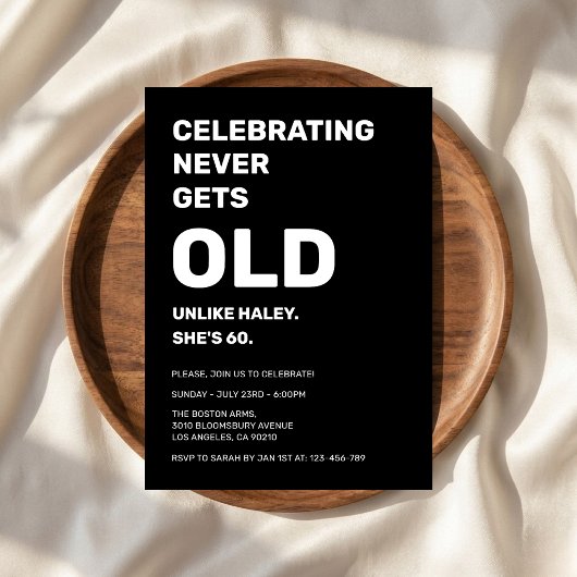 楽しいことは老けない おもしろい60歳の誕生日 招待状