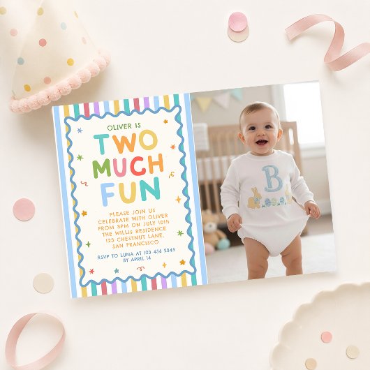 楽しいこと盛りだくさん カラフル 2歳 誕生日 招待状