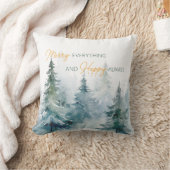 楽しいすべて 幸せな永遠の冬の木々 クッション (ブランケット)