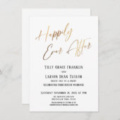 楽しいずっと後金ゴールドエレガントな結婚式パーティー 招待状 (正面/裏面)