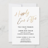 楽しいずっと後金ゴールドエレガントな結婚式パーティー 招待状 (正面)