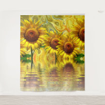 楽しいひまわり写真背景タペストリー