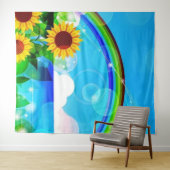 楽しいひまわり写真背景タペストリー タペストリー (インサイチュ(横))