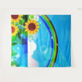 楽しいひまわり写真背景タペストリー タペストリー (正面(横))