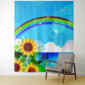楽しいひまわり写真背景タペストリー タペストリー (インサイチュ)