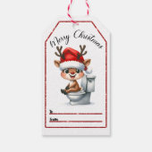 楽しいよくはしゃぐトナカイを特徴とするクリスマスラベル ギフトタグ (裏面)