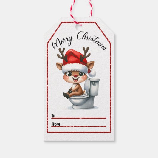 楽しいよくはしゃぐトナカイを特徴とするクリスマスラベル ギフトタグ (裏面)