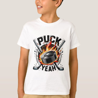 楽しいアイスホッケーのパパ ママ アイスホッケー プレーヤー Puck Yeah Tシャツ