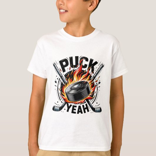 楽しいアイスホッケーのパパ ママ アイスホッケー プレーヤー Puck Yeah Tシャツ (正面)