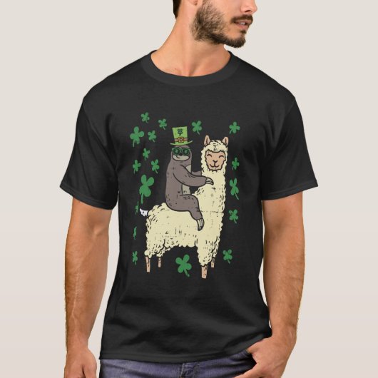楽しいアイルランドのナマケモノ・ラマTシャツ 聖パトリックの日 アニメ Tシャツ (正面)