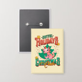 楽しいアホロートルのホリデー クリスマスの挨拶 缶バッジ (正面/裏面)