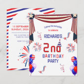 楽しいアメリカの子供たちの誕生日パーティーのお祝い 招待状 (正面/裏面)