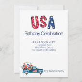 楽しいアメリカ生誕祭レッドホワイトブルー 招待状 (正面)