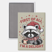 楽しいアライグマまずは私が喜びクリスマス マグネット (正面/裏面)
