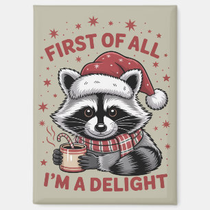 楽しいアライグマまずは私が喜びクリスマス マグネット