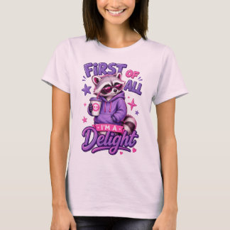 楽しいアライグマ自信グラフィックTシャツ Tシャツ