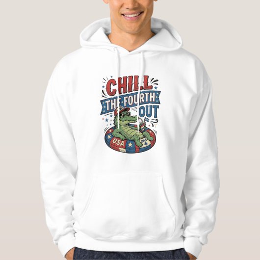楽しいアリゲーターのサマーTシャツで独立記念日を満喫 パーカ (正面)