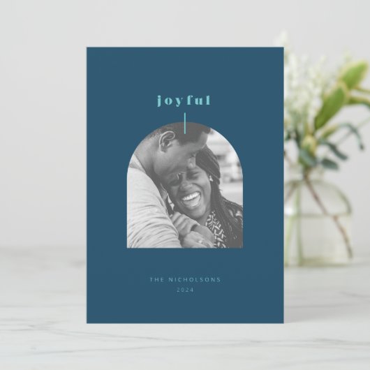 楽しいアーチ型写真ホリデーカード シーズンカード (スタンド正面)