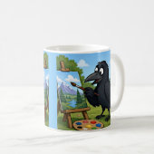 楽しいアーティストのカラスの風景画アート コーヒーマグカップ (正面右)