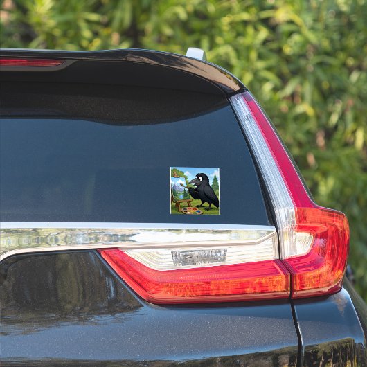 楽しいアーティストのカラスの風景画アート シール (車体側面)