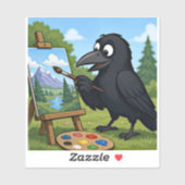 楽しいアーティストのカラスの風景画アート シール (シート)