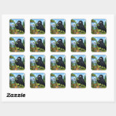 楽しいアーティストのカラスの風景画アート スクエアシール (シート)