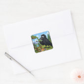楽しいアーティストのカラスの風景画アート スクエアシール (封筒)