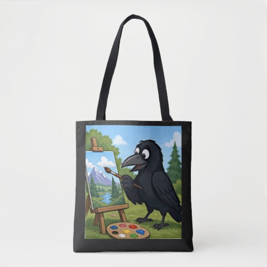 楽しいアーティストのカラスの風景画アート トートバッグ (正面)