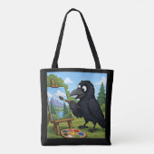 楽しいアーティストのカラスの風景画アート トートバッグ (裏面)