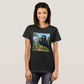楽しいアーティストのカラスの風景画アート Tシャツ (正面フル)