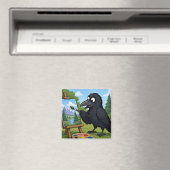 楽しいアーティストカラスの風景画アート マグネット (インサイチュ (食洗機))