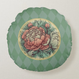 楽しいアールヌーボー牡丹 ラウンドクッション