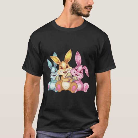 楽しいイースターうさぎのイースターのお祝い  Tシャツ (正面)