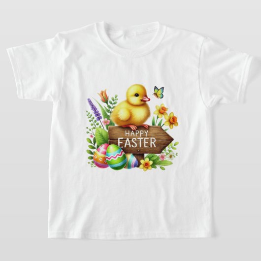 楽しいイースターのひよこ Tシャツ (レイダウン)