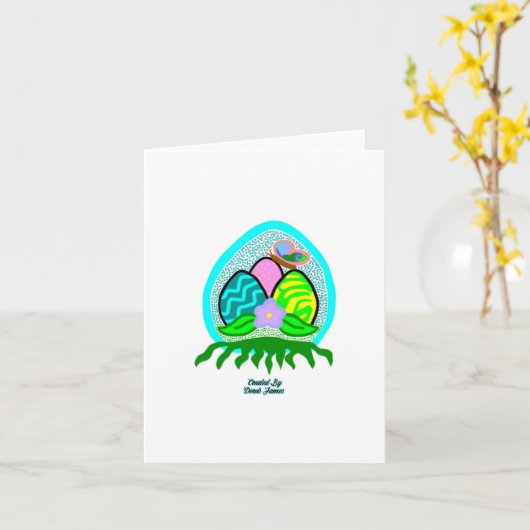 楽しいイースターエッグの小さいグリーティングカード カード (黄色い花)