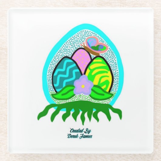 楽しいイースターエッグガラスコースター ガラスコースター (正面)