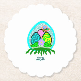 楽しいイースターエッグスカロップラウンドコースター ペーパーコースター
