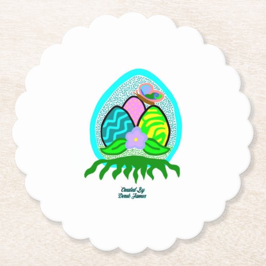 楽しいイースターエッグスカロップラウンドコースター ペーパーコースター (正面)