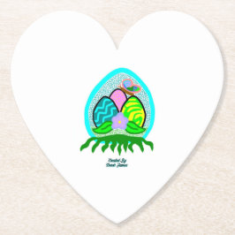 楽しいイースターエッグハート紙コースター ペーパーコースター