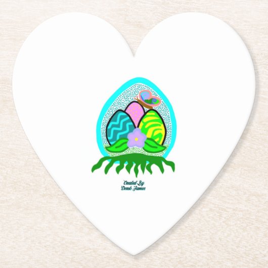 楽しいイースターエッグハート紙コースター ペーパーコースター (正面)