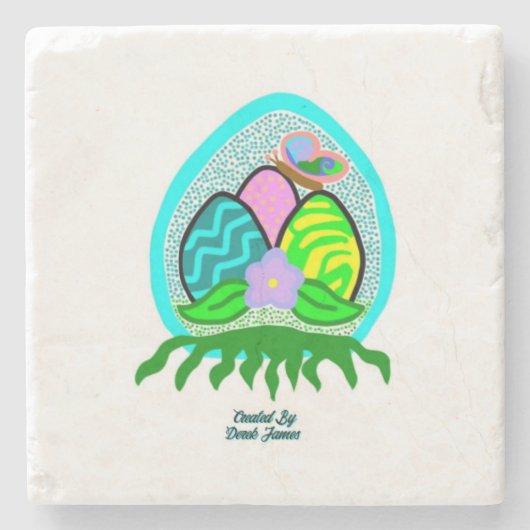 楽しいイースターエッグマーブルストーンコースター ストーンコースター (正面)