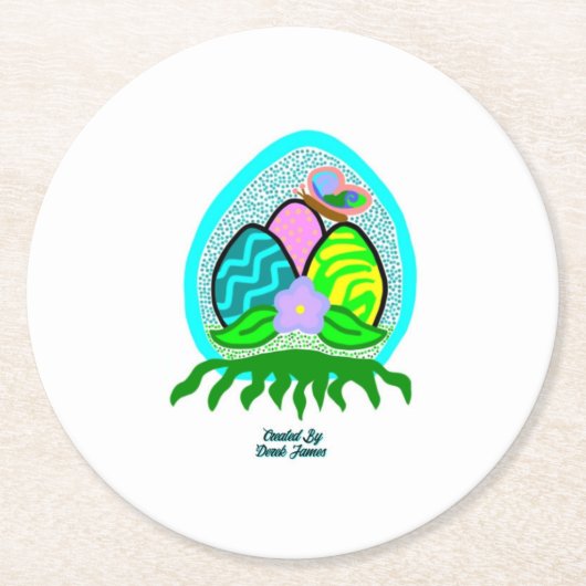 楽しいイースターエッグラウンド紙コースター ラウンドペーパーコースター (正面)