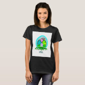 楽しいイースターエッグ女性の黒の基本Tシャツ Tシャツ (正面フル)