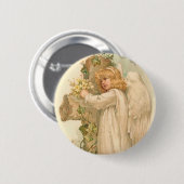 楽しいイースターエンジェルヴィンテージイースター 缶バッジ (正面&裏面)