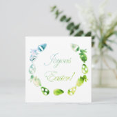 楽しいイースターバニー色の卵ブルーグリーンイースター シーズンカード (スタンド正面)