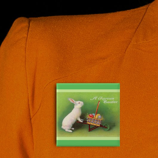 楽しいイースターラビットバスケットの卵 缶バッジ