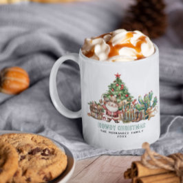 楽しいウェスタンモノグラムのクリスマスデザイン | Howdy Christmas コーヒーマグカップ
