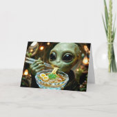楽しいエイリアンとラーメンの誕生日 カード (正面)
