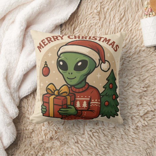 楽しいエイリアンのメリークリスマス クッション (ブランケット)