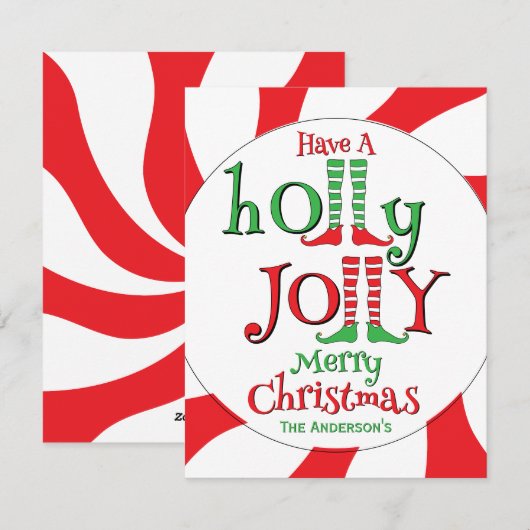 楽しいエルフの足でホリーホッリーメリークリスマス！ シーズンカード (正面/裏面)